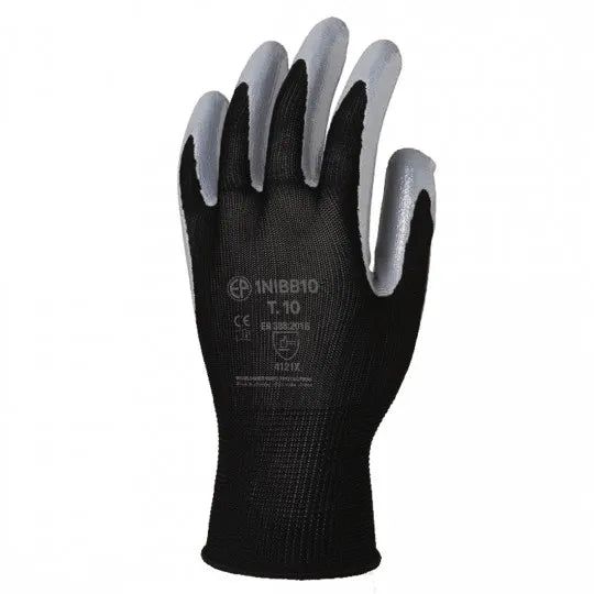 EUROLITE 1NIBB black-grey nitrile-coated handling gloves