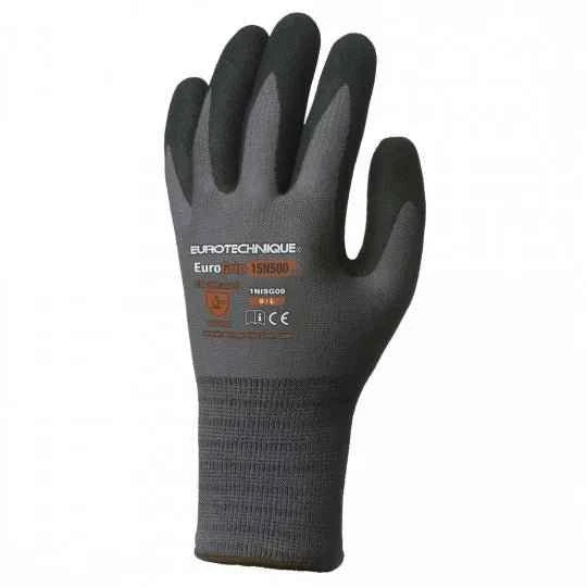 Gants manutention gris noir enduit nitrile EUROLITE 15N500