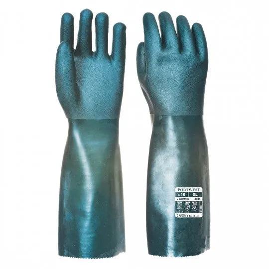 Double-dipped PVC gloves with sandblasted palm 45cm A845