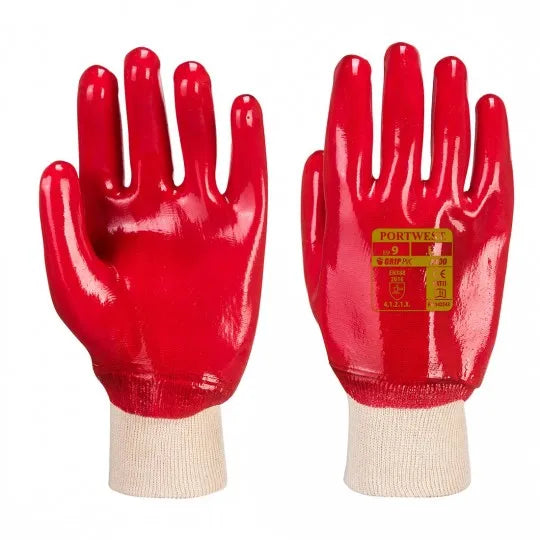 A400 PVC liquid protection gloves with knitted wrist