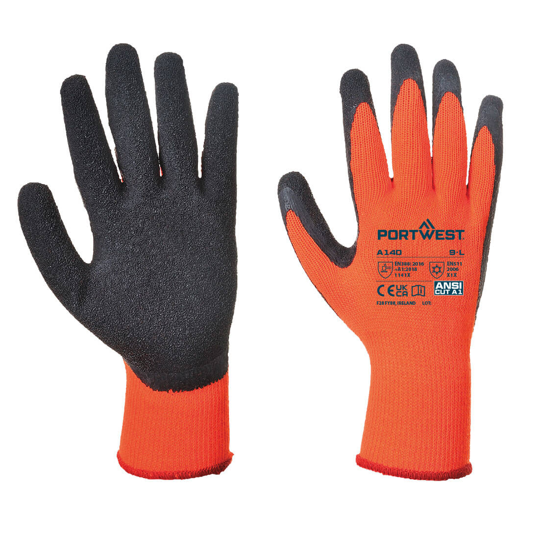 Anti-cold gloves with non-slip latex coating A140