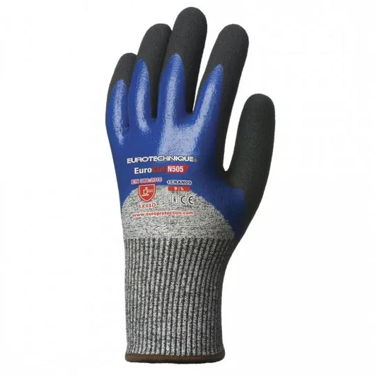 EUROCUT N505 black blue HPPE nitrile coated cut resistant gloves