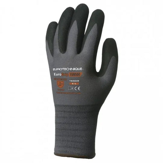 EUROLITE 15N500 grey-black nitrile-coated handling gloves