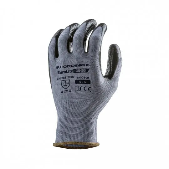 EUROLITE 13N400 grey nitrile coated handling gloves
