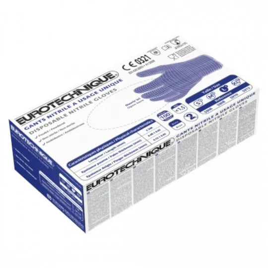 EURO-ONE 5910 AQL 1.5 Blue Powdered Nitrile Gloves (Pack of 100)