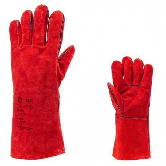 Gants anti chaleur rouge croûte de vachette EUROWELD 2631