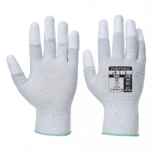 ESD gloves with PU coated fingers A198