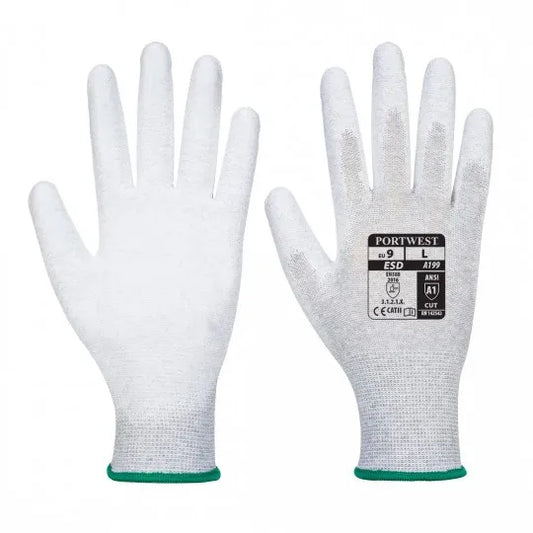 ESD gloves with PU coated palm A199