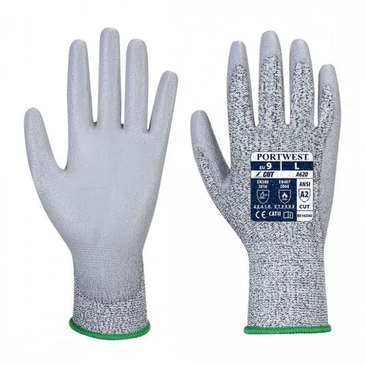Level B cut resistant gloves with smooth PU coated palm A620