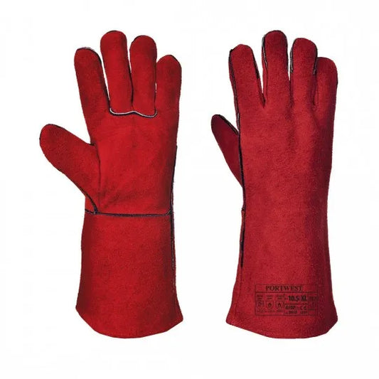 Gants de soudeur en cuir croute de bovin rouge A500